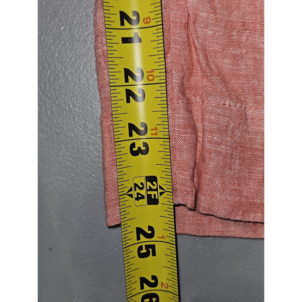 Tahari Essentials Pants Womens XL Coral 100% Linen Pull On Wide Leg Cropped - Picture 7 of 8